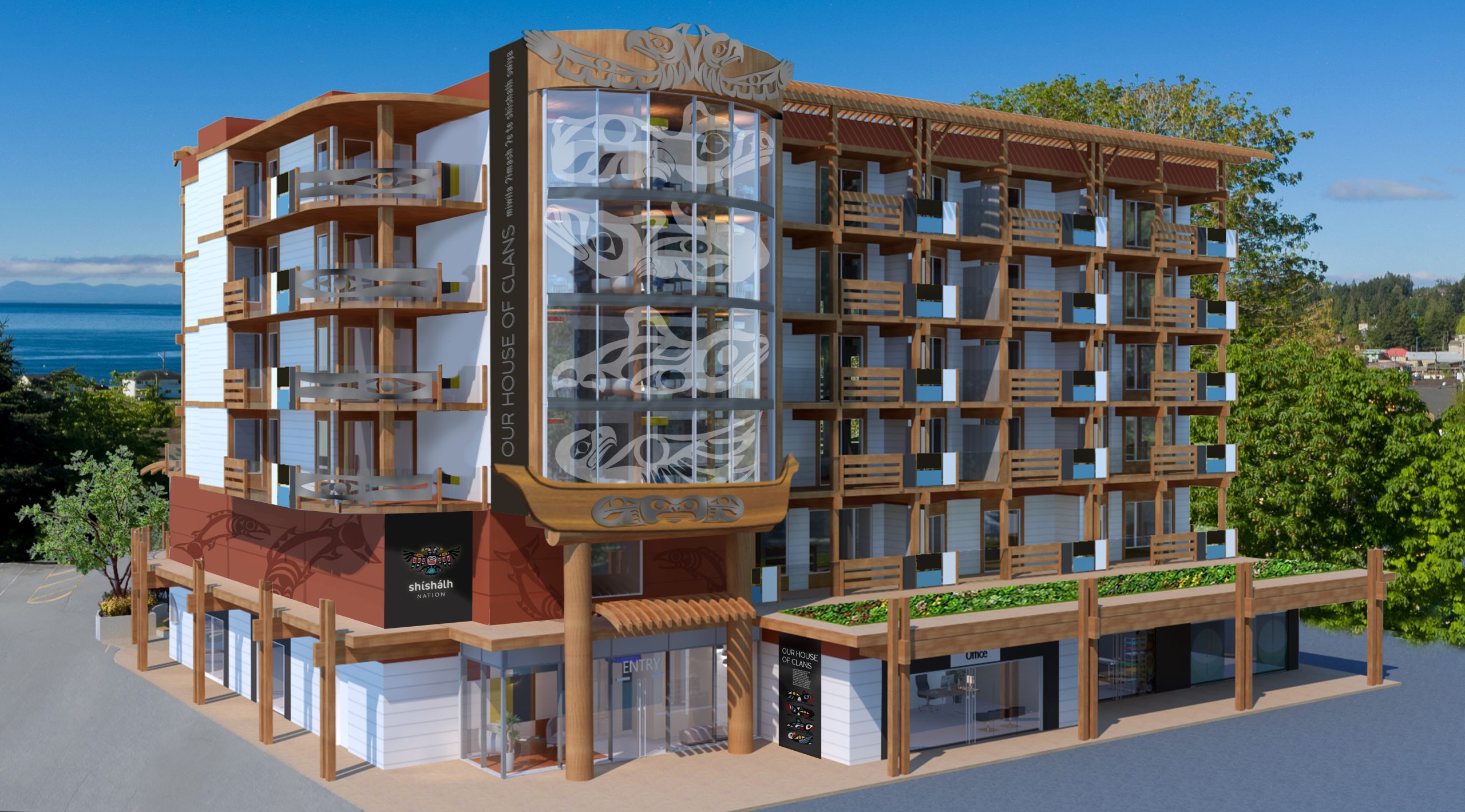 Our House of Clans project-photo-jre-hardware Exterior image of Sechelt affordable housing project - Our House Of Clans